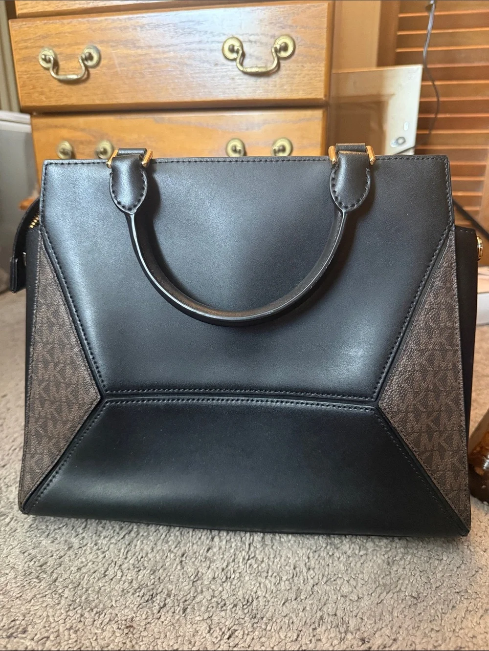 Michael Kors Leopard & Tiger Print Satchel - Black, Brown, Gold